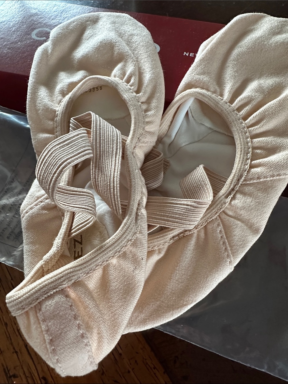 Capezio pink/Beige Ballet Slip-Ons with Elastic Cross Straps